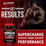 Tribulus Terrestris Extract Powder - Testosterone Booster with Estrogen Blocker - 45% Steroidal Saponins 1500mg - Arazo Nutrition USA