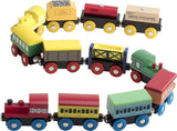 Play22 Wooden Train Set 12 PCS - Train Toys Magnetic Set Includes 3 Engines - Toy Train Sets For Kids Toddler Boys And Girls