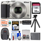 Nikon Coolpix A900 4K Wi-Fi Digital Camera (Silver) with 32GB Card + Case + Battery + Flex Tripod + Kit