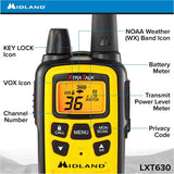 Midland - LXT630VP3, 36 Channel FRS Two-Way Radio - Up to 30 Mile Range Walkie Talkie, 121 Privacy Codes (Yellow/Black)