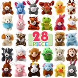 28 Piece Mini Plush Animal Toy Set, Cute Small Animals Plush Keychain Decoration for Themed Parties, Kindergarten Gift Giveaway