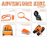 Outdoor Exploration Kit, Children’s Toy Binoculars, Flashlight, Compass, Whistle, Magnifying Glass, Backpack. Great Kids Gift Set for Camping, Hiking