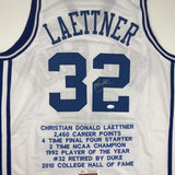 Autographed/Signed Christian Laettner Duke White Stat The Shot College Basketball Jersey