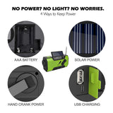 RunningSnail Solar Crank NOAA Weather Radio for Emergency with AM/FM, Flashlight, Reading Lamp and 2000mAh Power Bank