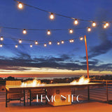 Commercial Grade Outdoor String Lights with 15 Hanging Sockets - 48 Ft Black