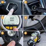 AstroAI Portable Air Compressor Pump, Digital Tire Inflator 12V DC Electric Gauge with Larger Air Flow 35L/Min, LED Light, Overheat Protection Yellow