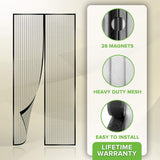Flux Phenom Reinforced Magnetic Screen Door, Fits Doors up to 38 x 82-Inch, Black
