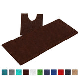 LuxUrux Bathroom Rugs Luxury Chenille 2-Piece Bath Mat Set, Soft Plush Anti-Slip Shower Rug +Toilet Mat.1'' Microfiber (Curved Runner Set, Brown)