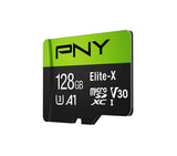 PNY Elite-X Micro SD 128GB, U3, V30, A1, Class 10, up to 100MB/s – P-SDU128U3WX-GE