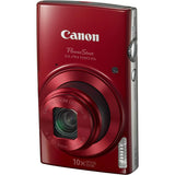 Canon PowerShot ELPH 190 IS Digital Camera (Red) with 10x Optical Zoom and Built-In Wi-Fi with 16GB SDHC + Replacement battery + Protective camera