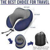 MLVOC Travel Pillow 100% Pure Memory Foam Neck Pillow, Comfortable & Breathable Cover - Machine Washable, Airplane Travel Kit with 3D Sleep Mask Blue