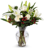 Benchmark Bouquets White Elegance Bouquet with Vase – Fresh Flowers