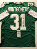 Autographed/Signed Wilbert Montgomery Philadelphia Green Football Jersey JSA COA