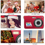 HD Mini Digital Cameras,Point and Shoot Digital Cameras for Kids Teenagers Beginners-Travel,Camping,Outdoors,School (Red 1)