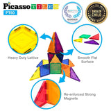 PicassoTiles 60 Piece Set 60pcs Magnet Building Tiles Clear Magnetic 3D Building Blocks Construction Playboards