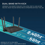 D-Link AC1750 Wifi Router, Gigabit Router for 4K Streaming and Gaming, Smart Dual Band, MU-Mimo