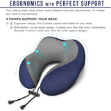 MLVOC Travel Pillow 100% Pure Memory Foam Neck Pillow, Comfortable & Breathable Cover - Machine Washable, Airplane Travel Kit with 3D Sleep Mask Blue