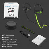 LETSCOM Bluetooth Headphones IPX7 Waterproof, Wireless Sport Earphones - GreenBlack