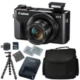 Canon PowerShot G7 X Mark II: Digital Camera + 64GB 4K 1200X SDXC Card + Pro Case + 2X NB-13L + Canon CB-2LH + WS-DC12 Strap + Flexible Tripod
