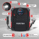 FORTEM Digital Tire Inflator for Car w/Auto Pump/Shut Off Feature, Portable Air Compressor, Carrying Case