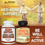 Glucosamine Chondroitin Turmeric MSM Boswellia - Joint Support Supplement for Relief 180 Tablets - Arazo Nutrition