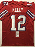 Autographed/Signed Jim Kelly Buffalo Red Football Jersey JSA COA