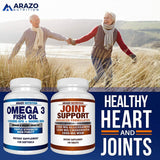 Omega 3 Fish Oil 2250mg - High EPA 1200MG + DHA 900MG Triple Strength Burpless Capsules - Arazo Nutrition (120 Count)