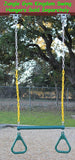 Jungle Gym Kingdom 18" Trapeze Swing Bar Rings 48" Heavy Duty Chain Swing Set Accessories & Locking Carabiners (Green)