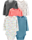 Simple Joys by Carter's Baby Girls' 5-Pack Long-Sleeve Bodysuit