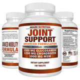 Glucosamine Chondroitin Turmeric MSM Boswellia - Joint Support Supplement for Relief 180 Tablets - Arazo Nutrition