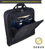 ZEGUR Suit Carry On Garment Bag for Travel & Business Trips With Shoulder Strap (Black)
