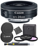 Canon EF-S 24mm f/2.8 STM: (9522B002) Lens + AOM Pro Starter Kit Bundle - International Version (1 Year AOM Warranty)