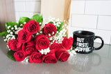 Flowers - One Dozen Long Stemmed Red Roses (Free Vase Included)