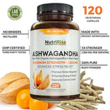 Ashwagandha 1300mg Made with Organic Ashwagandha Root Powder & Black Pepper Extract - 120 Capsules. 100% Pure Ashwagandha Supplement