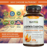 Ashwagandha 1300mg Made with Organic Ashwagandha Root Powder & Black Pepper Extract - 120 Capsules. 100% Pure Ashwagandha Supplement