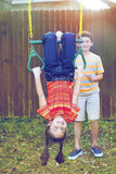 Jungle Gym Kingdom 18" Trapeze Swing Bar Rings 48" Heavy Duty Chain Swing Set Accessories & Locking Carabiners (Green)