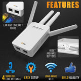 SETEK WiFi Range Extender Signal Booster to 2500 FT, 300 MBPS Wireless Internet Amplifier - Covers 15 Devices