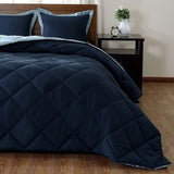 downluxe Lightweight Solid Comforter Set (Twin) with 1 Pillow Sham - 2-Piece Set - Blue and Sapphire - Down Alternative Reversible Comforter