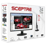 Sceptre E248W-19203R 24" Ultra Thin 75Hz 1080p LED Monitor 2x HDMI VGA Build-in Speakers, Metallic Black 2018