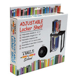 Tools for School Locker Shelf. Adjustable Width 8" - 12 1/2" and Height 9 3/4" - 14". Stackable and Heavy Duty. (Black, Single)