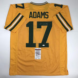 Autographed/Signed Davante Adams Green Bay Yellow Color Rush Football Jersey