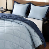 downluxe Lightweight Solid Comforter Set (Twin) with 1 Pillow Sham - 2-Piece Set - Blue and Sapphire - Down Alternative Reversible Comforter