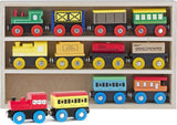 Play22 Wooden Train Set 12 PCS - Train Toys Magnetic Set Includes 3 Engines - Toy Train Sets For Kids Toddler Boys And Girls