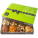 Oh! Nuts 12 Variety Mixed Nut Gift Basket, Holiday Freshly Roasted Healthy Gourmet Snack Gifts| Premium Wood Tray | Prime Christmas Food Baskets