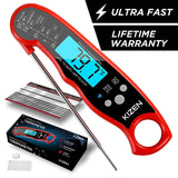 Kizen Instant Read Meat Thermometer - Best Waterproof Ultra Fast Thermometer with Backlight & Calibration.