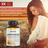 Ashwagandha 1300mg Made with Organic Ashwagandha Root Powder & Black Pepper Extract - 120 Capsules. 100% Pure Ashwagandha Supplement