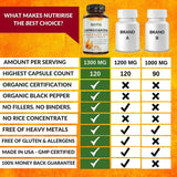Ashwagandha 1300mg Made with Organic Ashwagandha Root Powder & Black Pepper Extract - 120 Capsules. 100% Pure Ashwagandha Supplement