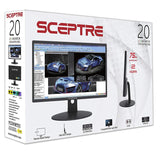 Sceptre E205W-16003R 20" 75Hz Ultra Thin Frameless LED Monitor 2x HDMI VGA Build-in Speakers, Metallic Black 2018