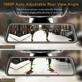TOGUARD Backup Camera 10" Mirror Dash Cam, Dash Cam Front and Rear Full Touch Screen Video Streaming Rear View Mirror Camera,Night Vision 1080P