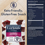 Lorissa’s Kitchen Grass-Fed Premium Steak Strips, Korean Barbecue, 100% Grass-Fed Beef Snacks, No Added MSG, Keto Friendly Snacks, Gluten Free